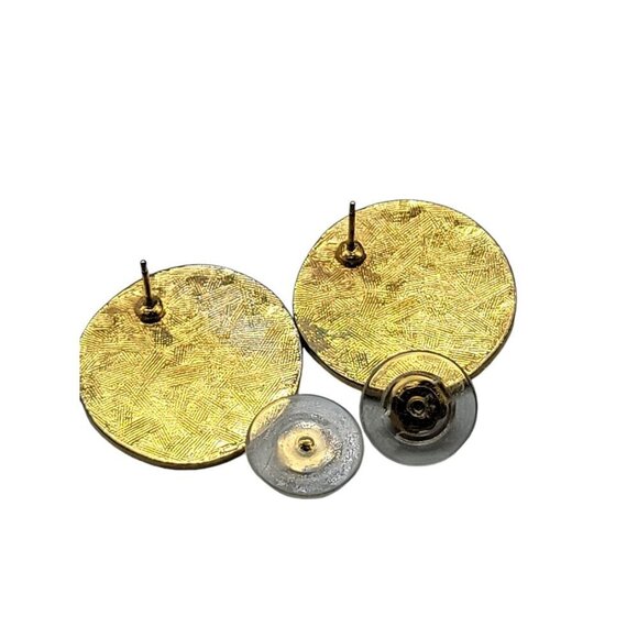 Roman Hercules Coin Post Earrings Gold Tone Antiqued Look Pierced Ears - Picture 6 of 12